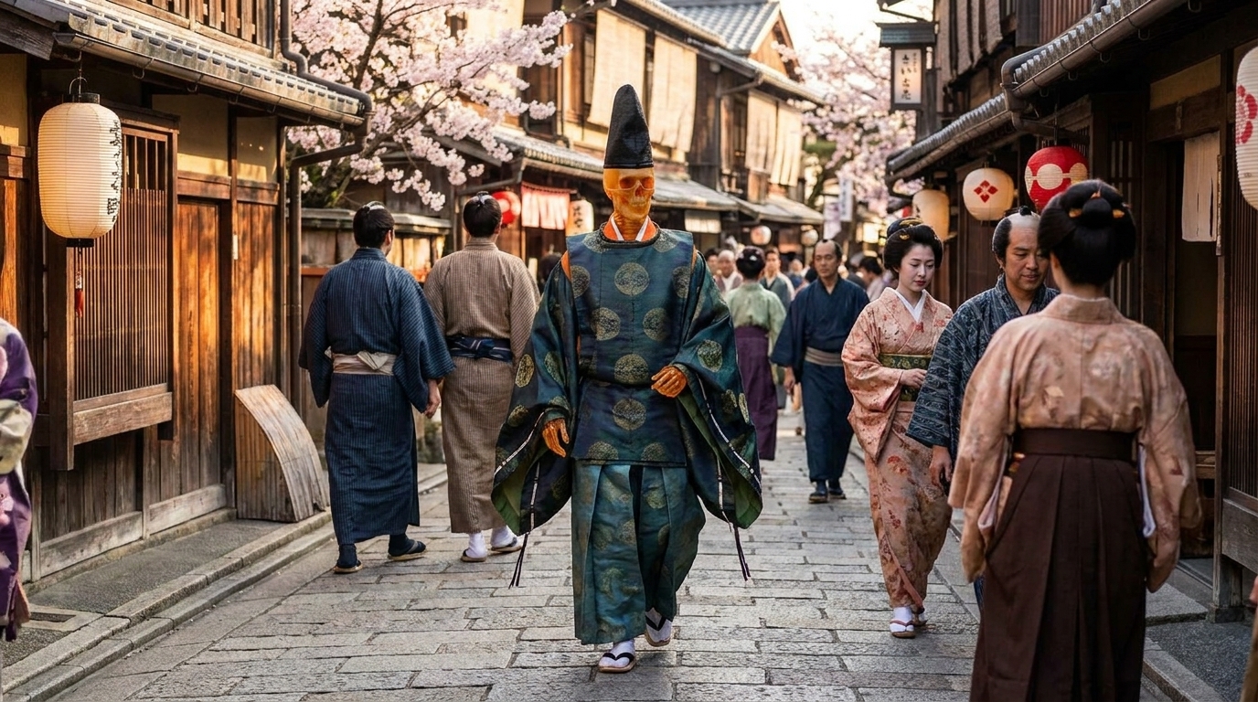 Heian Japan, STREET · KYOTO, cherry blossom